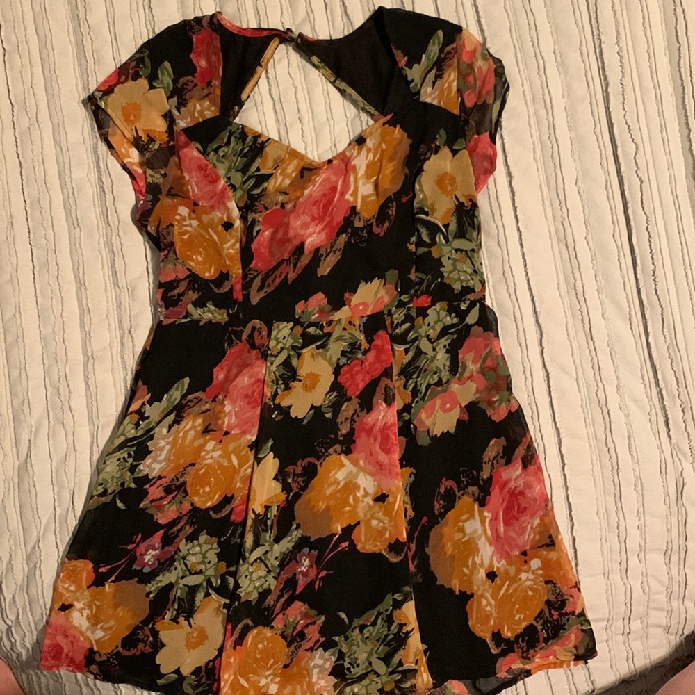 Two of Us Backless Floral Mini Dress